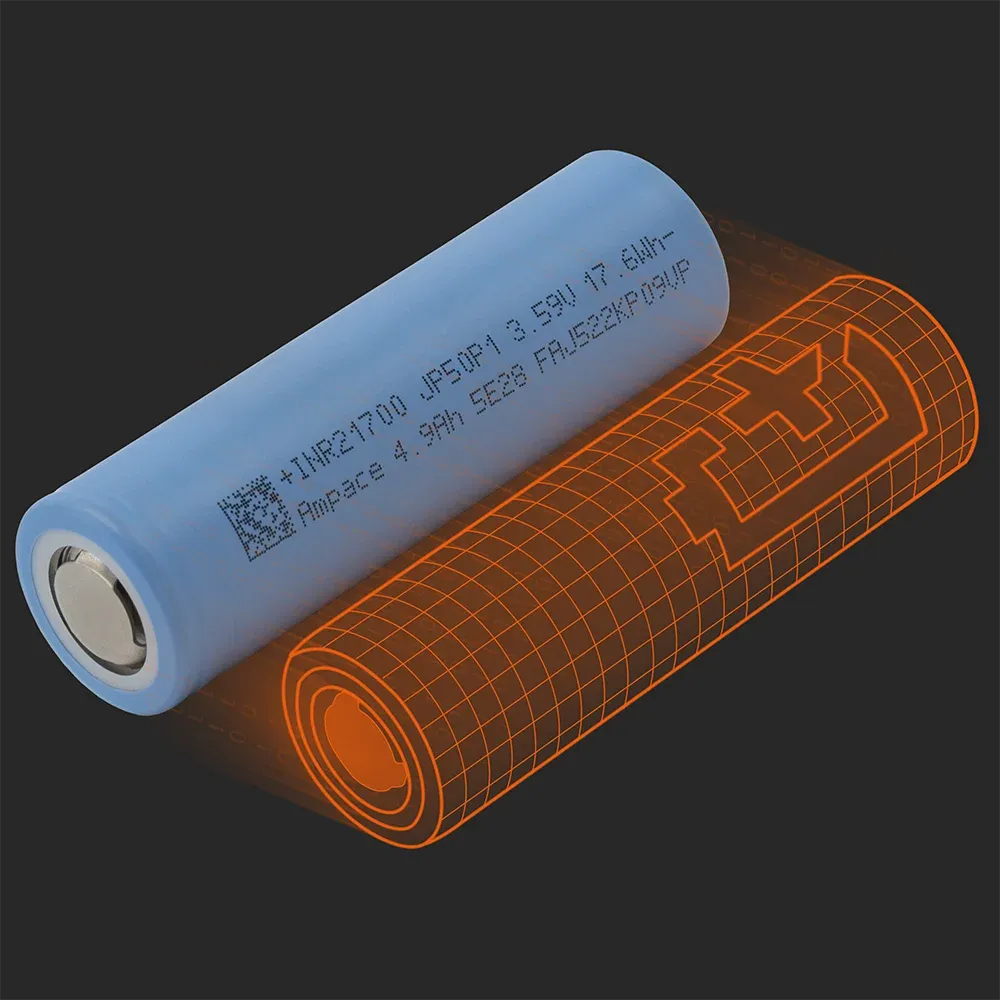 Ampace JP50P1(C): the physical cell next to its Batemo model