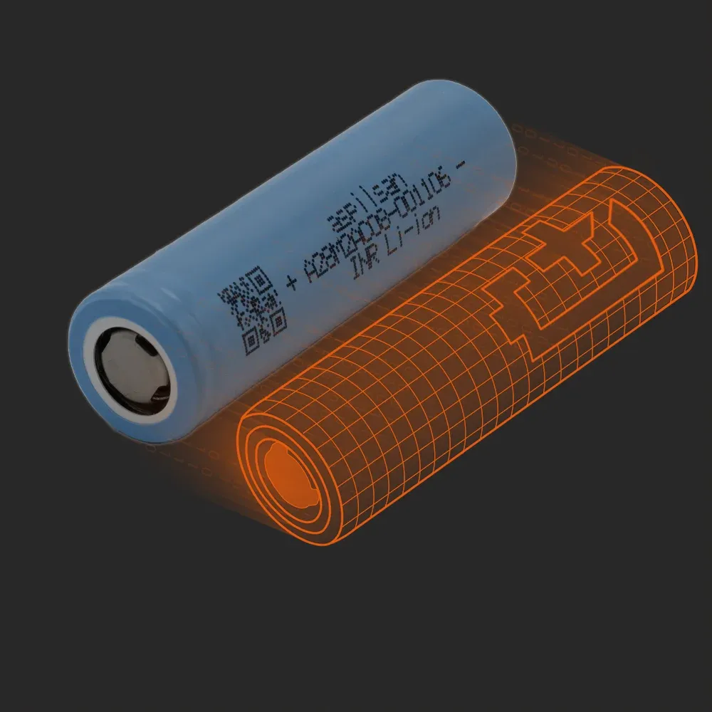 ASPILSAN INR18650-A28: the physical cell next to its Batemo model