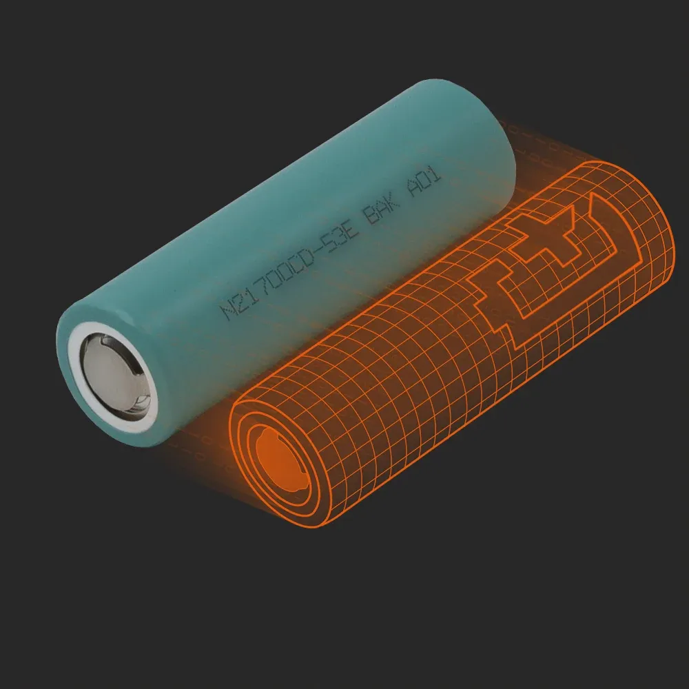BAK Battery N21700CD-53E: the physical cell next to its Batemo model