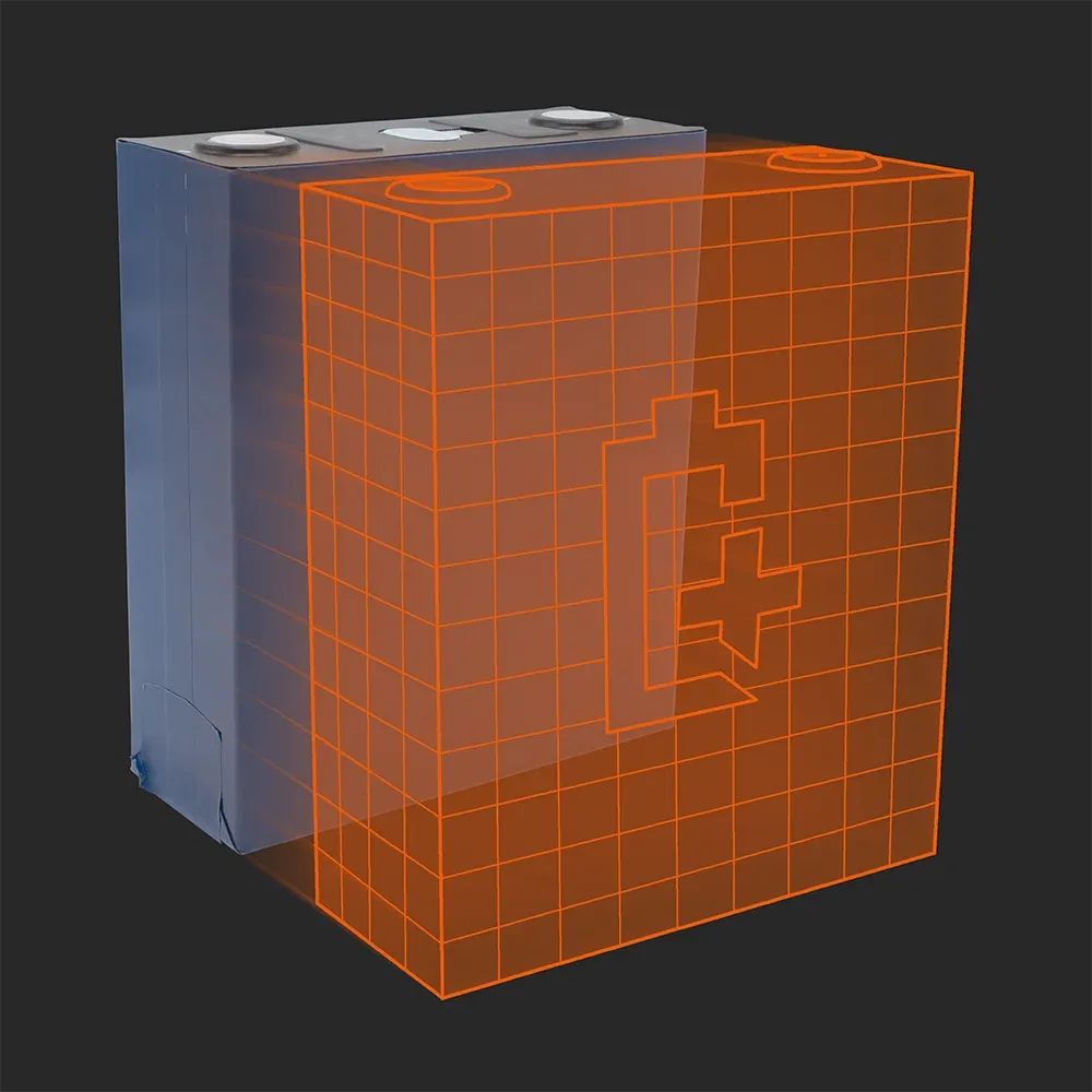 CALB L173F280A: the physical cell next to its Batemo model