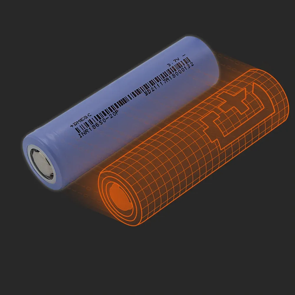 DMEGC INR18650-20P: the physical cell next to its Batemo model
