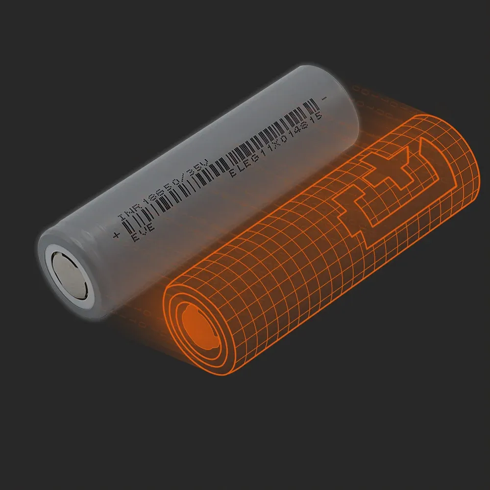 EVE Energy INR18650-35V: the physical cell next to its Batemo model