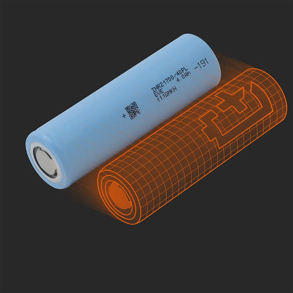 EVE Energy INR21700-40PL: the physical cell next to its Batemo model
