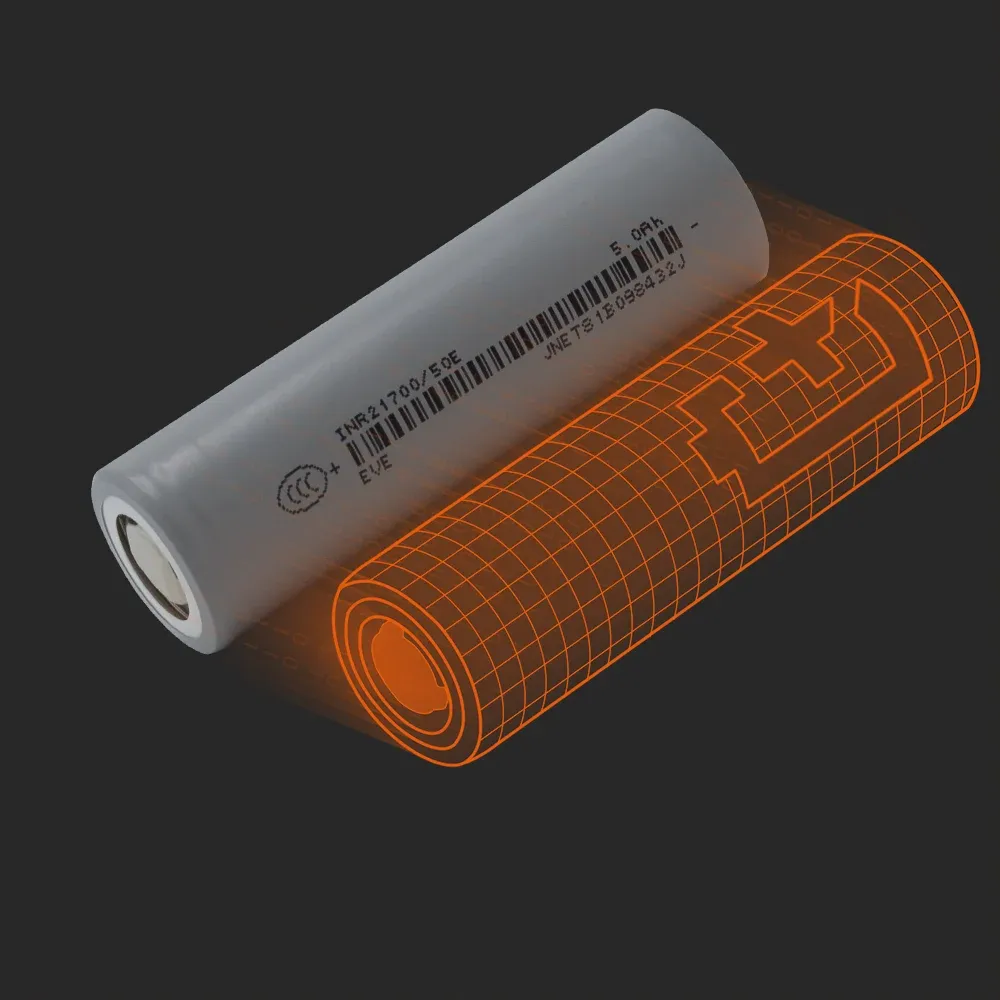 EVE Energy INR21700-50E: the physical cell next to its Batemo model