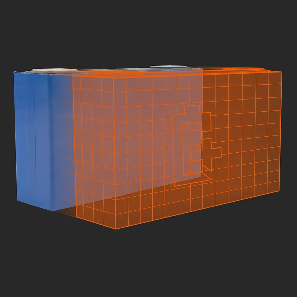EVE Power A31-V2: the physical cell next to its Batemo model