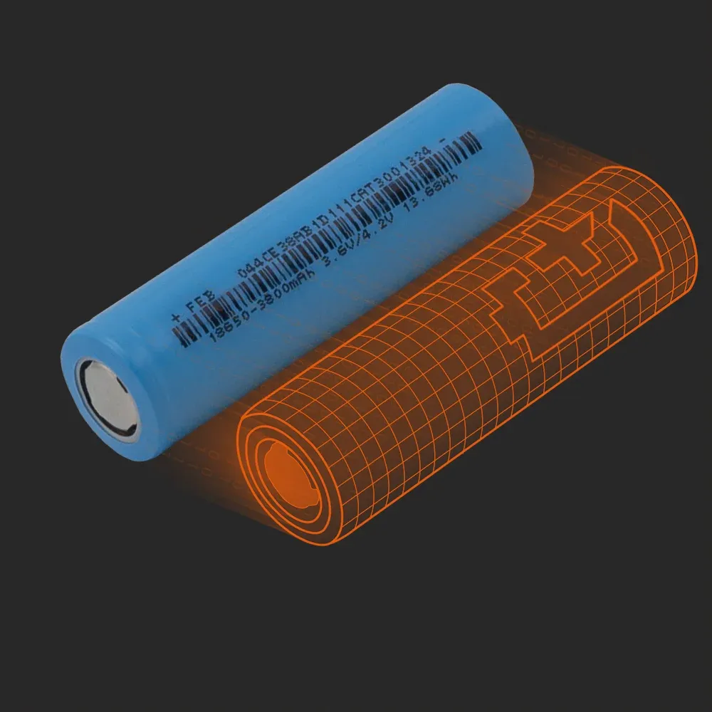 Far East Battery (FEB) 18650-3800mAh: the physical cell next to its Batemo model