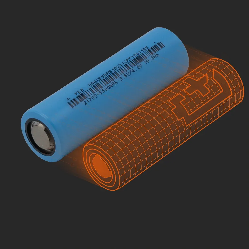 Far East Battery (FEB) 21700-5500mAh: the physical cell next to its Batemo model