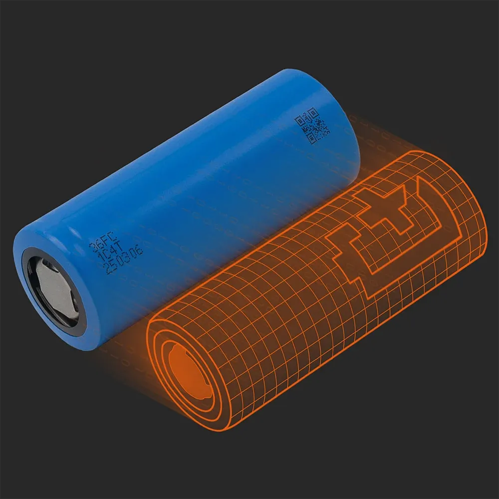 Goldencell HTCFR26650-3600: the physical cell next to its Batemo model