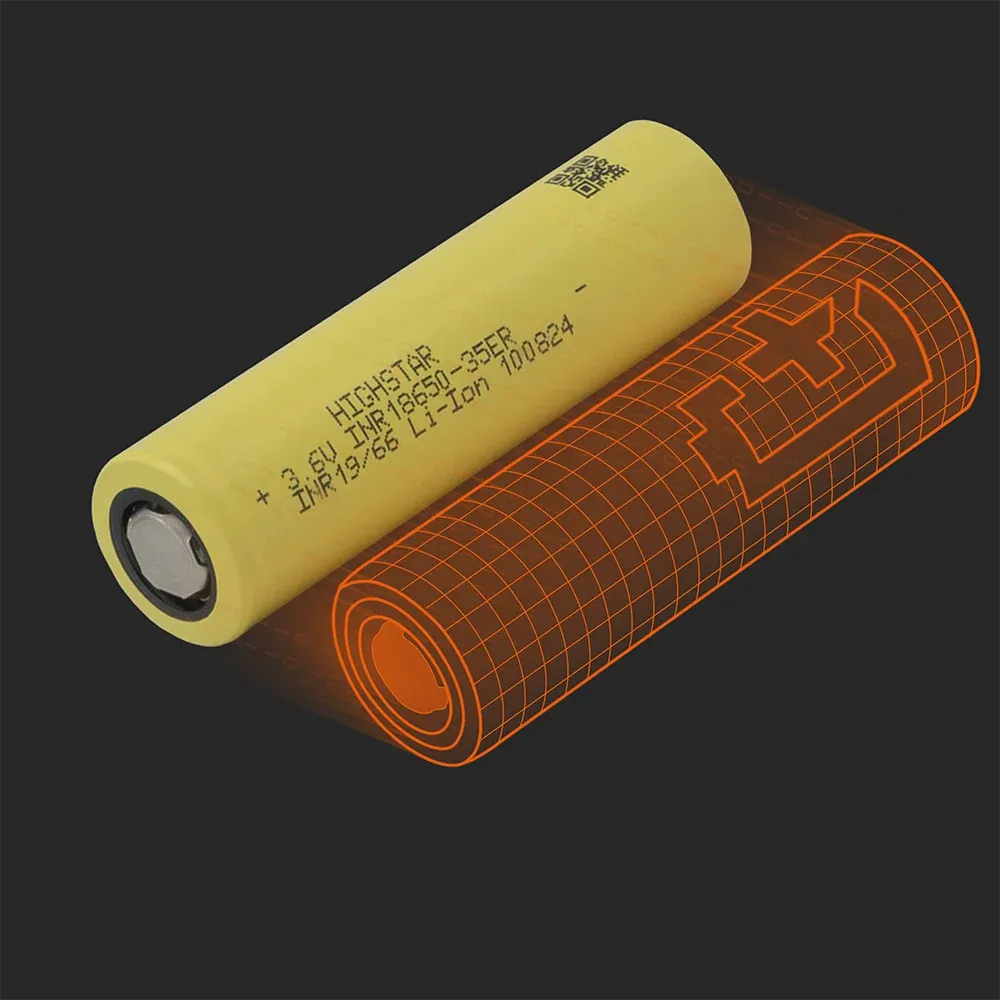 Highstar INR18650-35ER: the physical cell next to its Batemo model