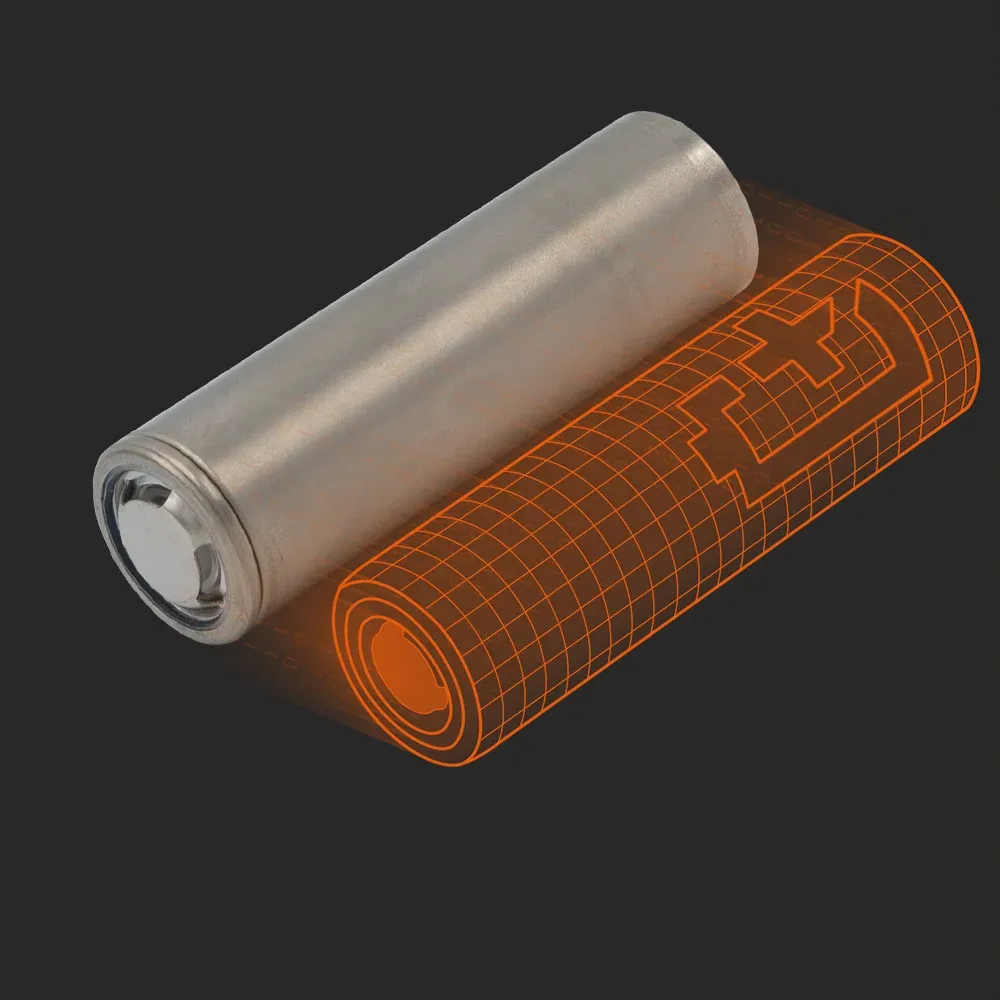 Innolith High Power 21700 (A): the physical cell next to its Batemo model