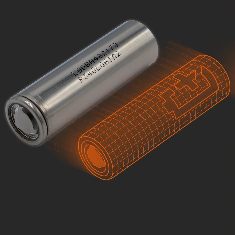 LG Chem INR21700-M48: the physical cell next to its Batemo model