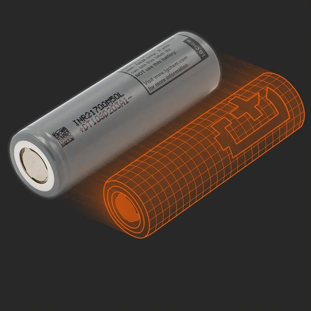 LG Chem INR21700-M50L: the physical cell next to its Batemo model
