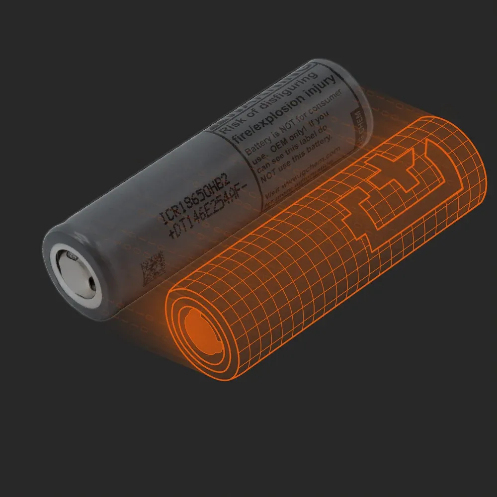 LG Energy Solution ICR18650HB2: the physical cell next to its Batemo model