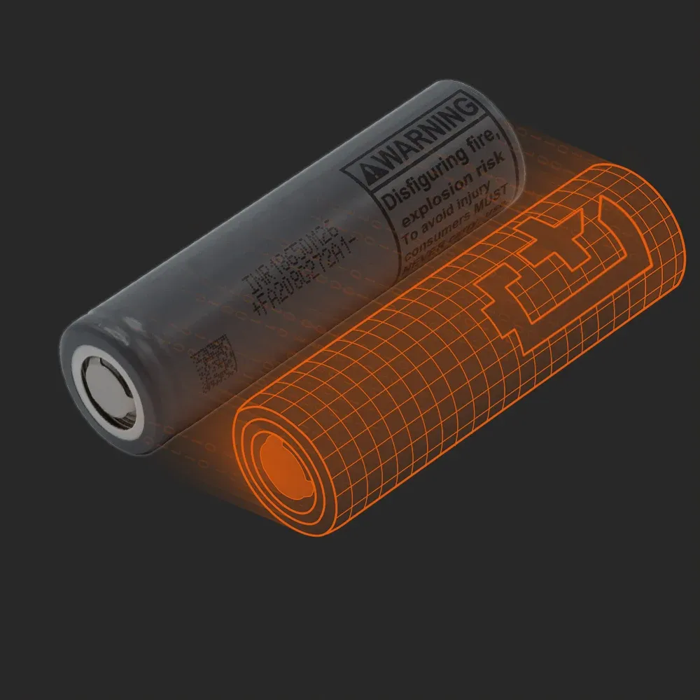 LG Energy Solution INR18650-M26: the physical cell next to its Batemo model