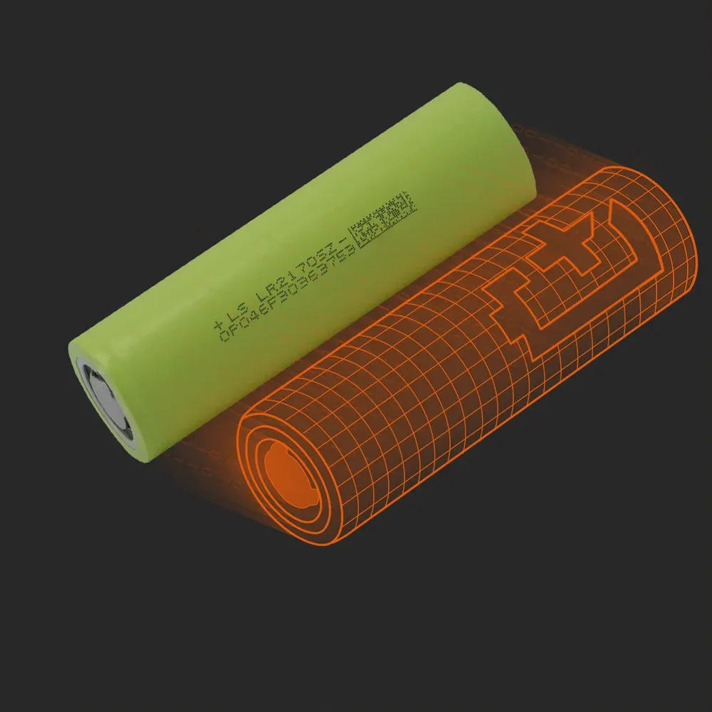 Lishen LR2170SZ: the physical cell next to its Batemo model