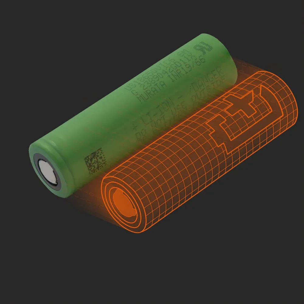 muRata US18650-VTC6M: the physical cell next to its Batemo model