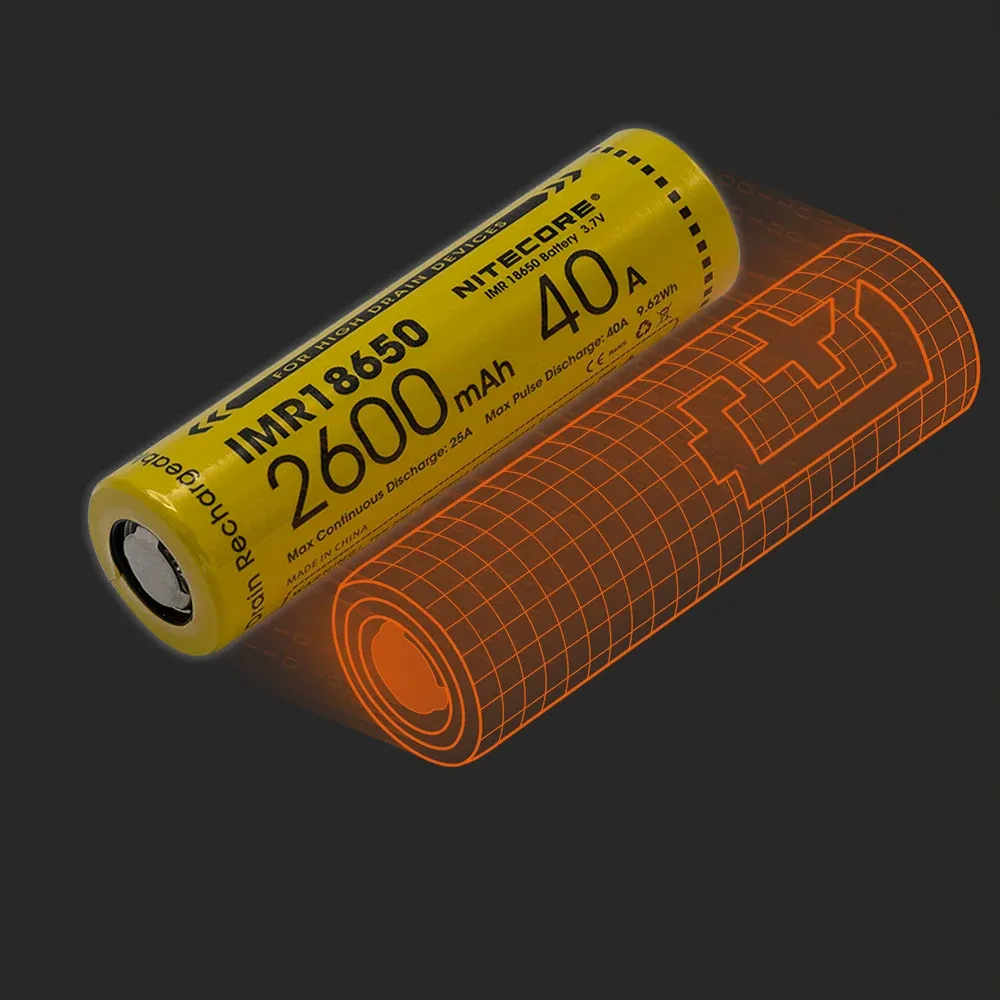 Nitecore IMR18650-26: the physical cell next to its Batemo model