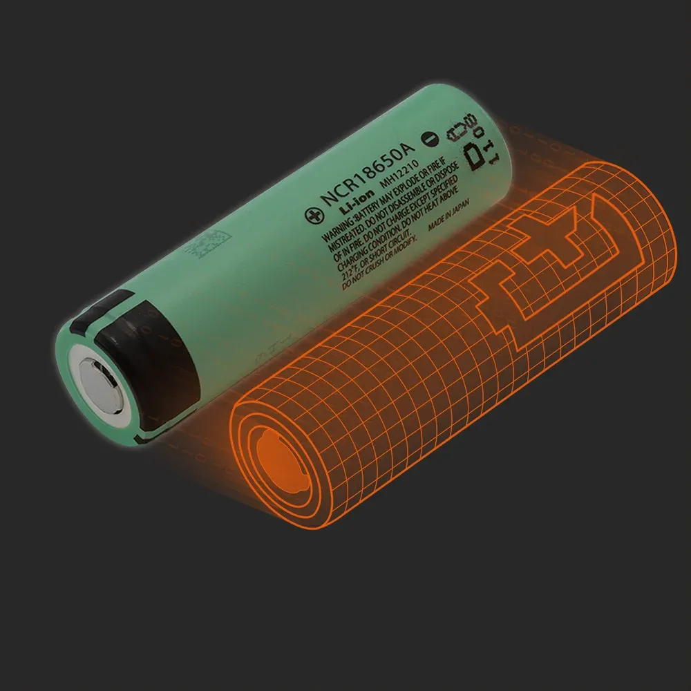 Panasonic NCR18650-A: the physical cell next to its Batemo model
