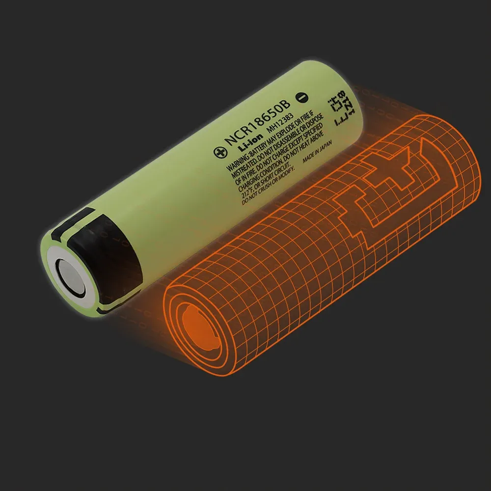 Panasonic NCR18650-B: the physical cell next to its Batemo model