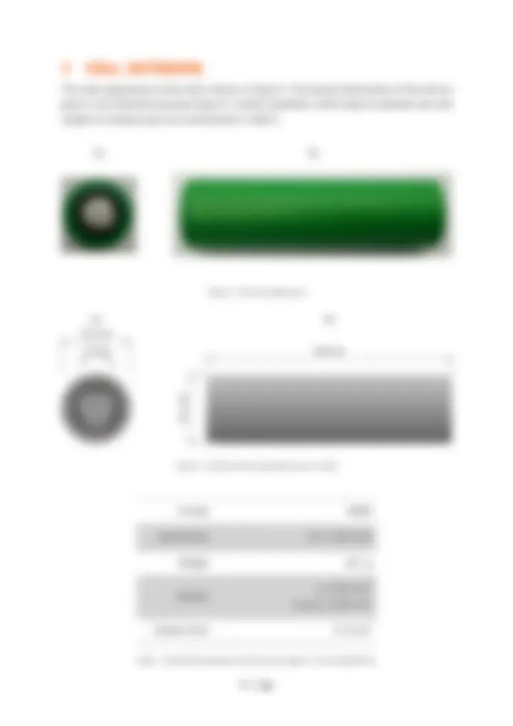 Blurred preview of page 7 of the sample Batemo Cell Report for the muRata US18650-VTC4: photos, drawing and dimensions of the cell exterior