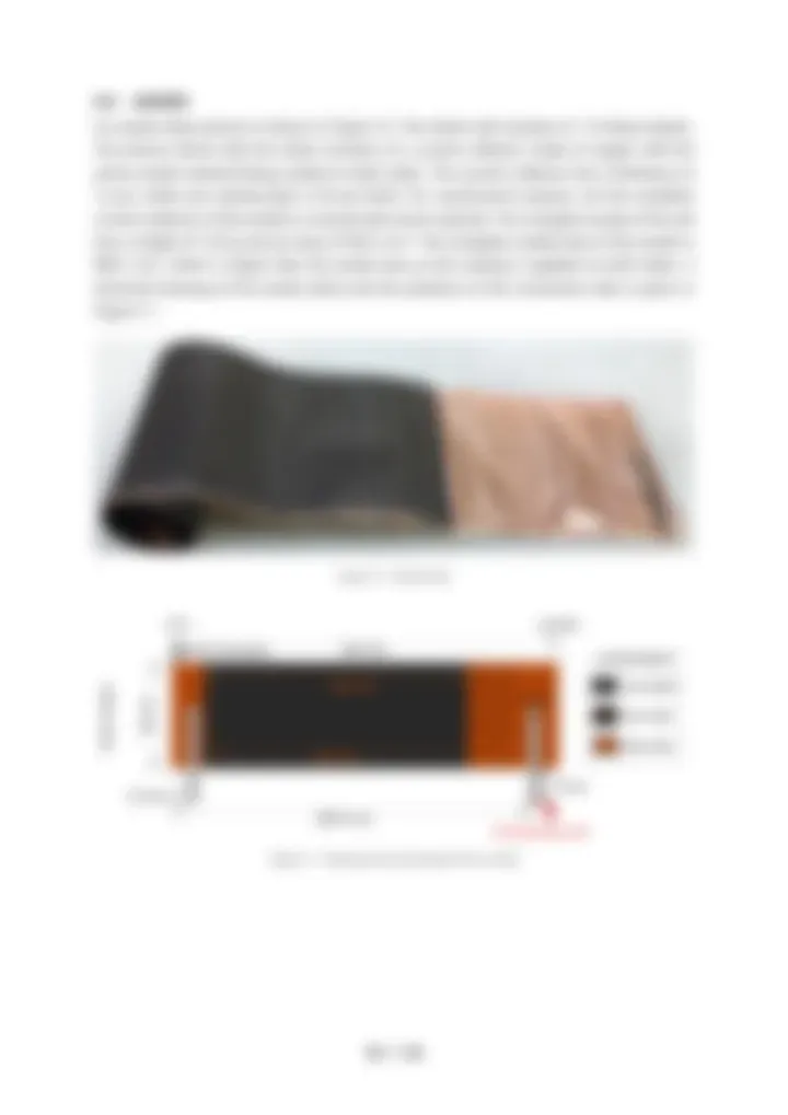 Blurred preview of page 10 of the sample Batemo Cell Report for the muRata US18650-VTC4: the unrolled anode sheet and its technical drawing