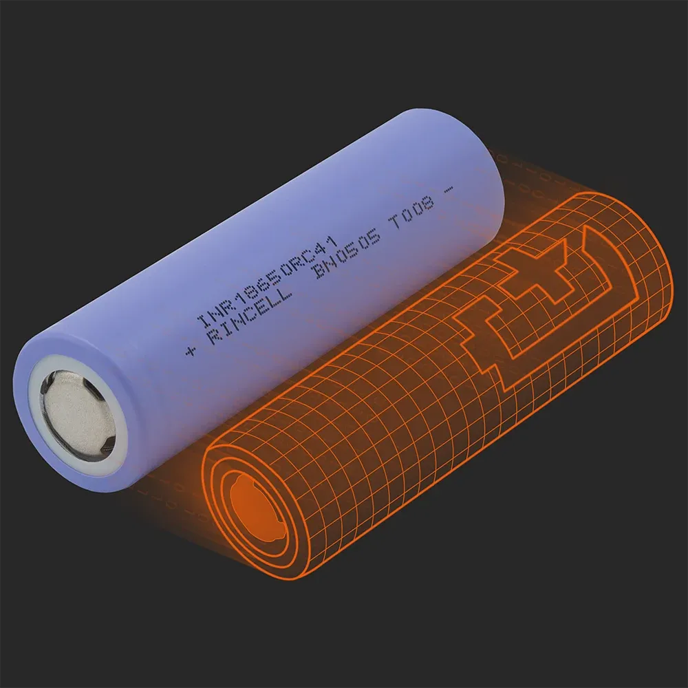 Rincell INR18650RC41: the physical cell next to its Batemo model