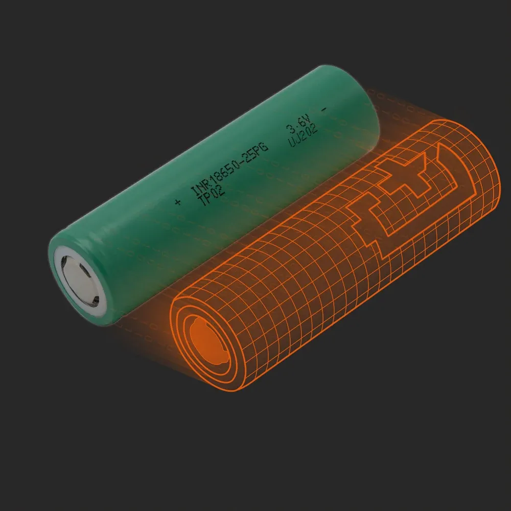 TENPOWER INR18650-25PG: the physical cell next to its Batemo model