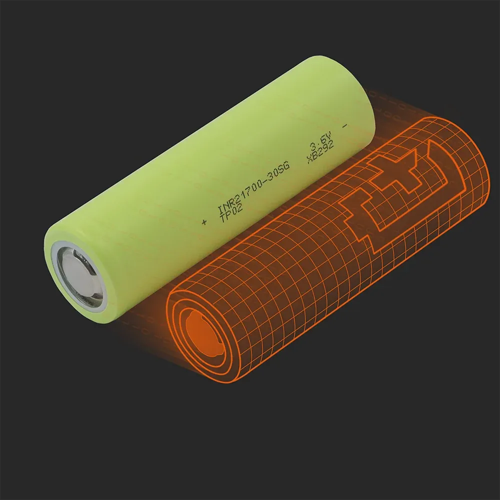 TENPOWER INR21700-30SG: the physical cell next to its Batemo model
