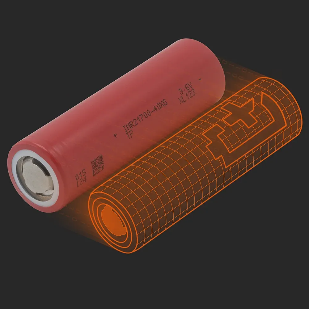 TENPOWER INR21700-40XG: the physical cell next to its Batemo model
