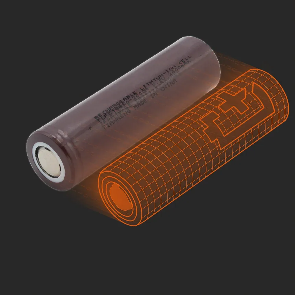 Tianneng IFR18650-2000mAh: the physical cell next to its Batemo model