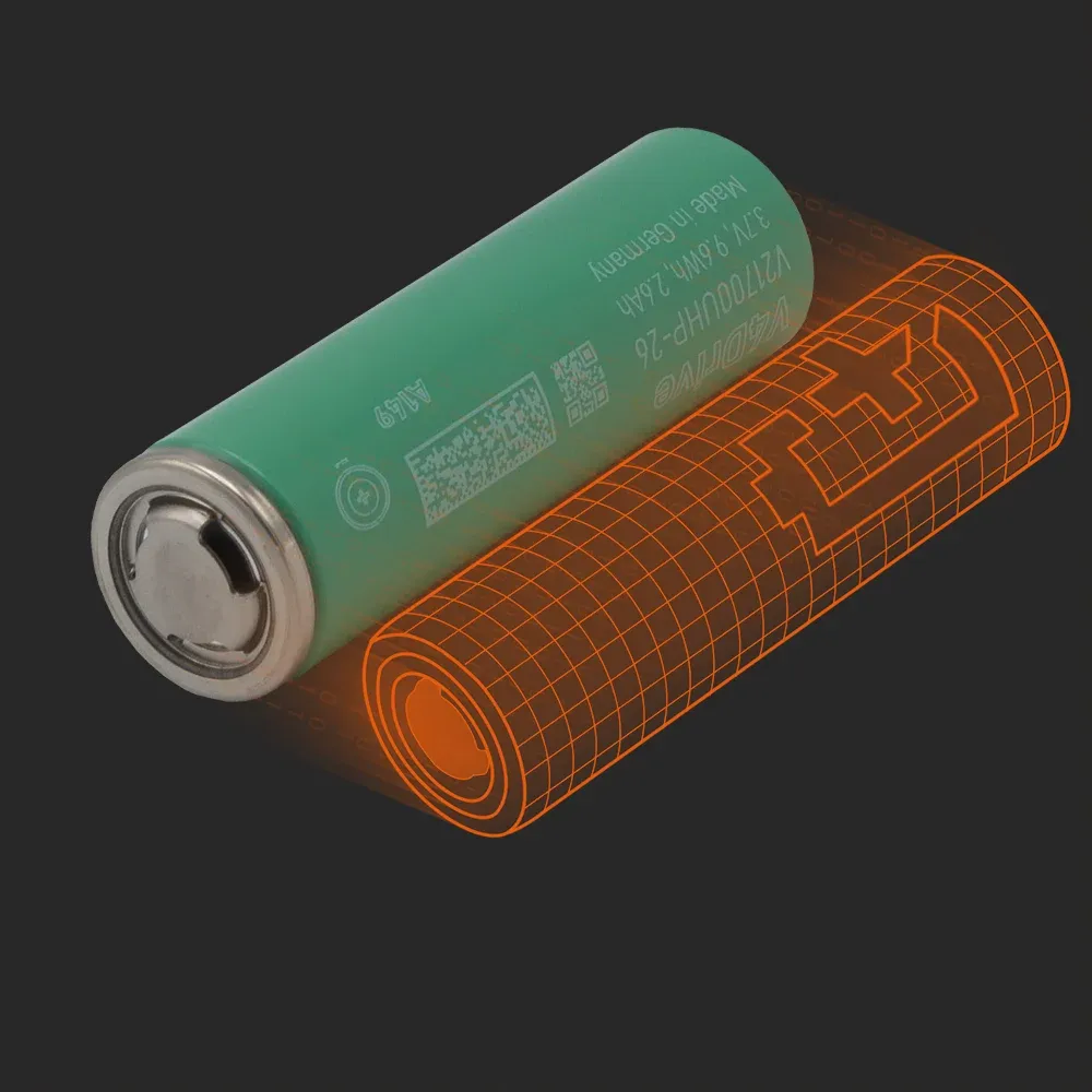 V4Drive V21700UHP-26: the physical cell next to its Batemo model